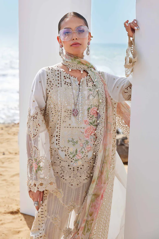 Maria B 3 Piece Unstitched Embroidered Lawn Suit | EID LAWN-25-07