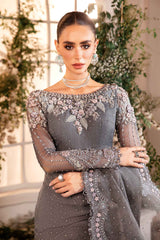 Maria B 3 Piece Unstitched Embroidered Organza Suit | BD-2902