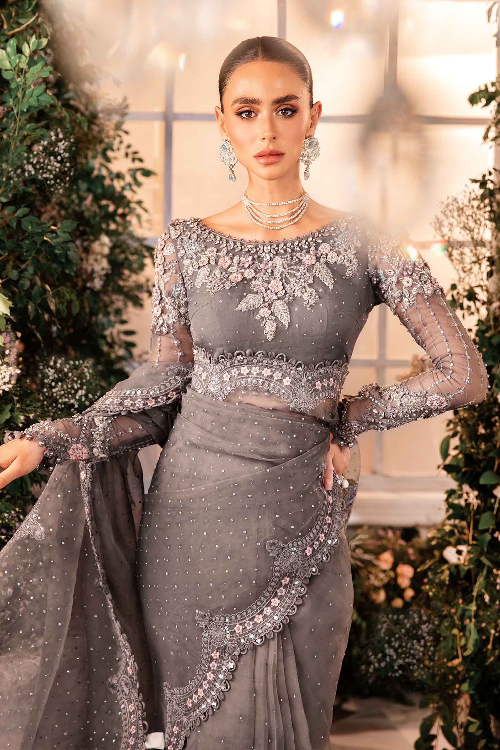 Maria B 3 Piece Unstitched Embroidered Organza Suit | BD-2902