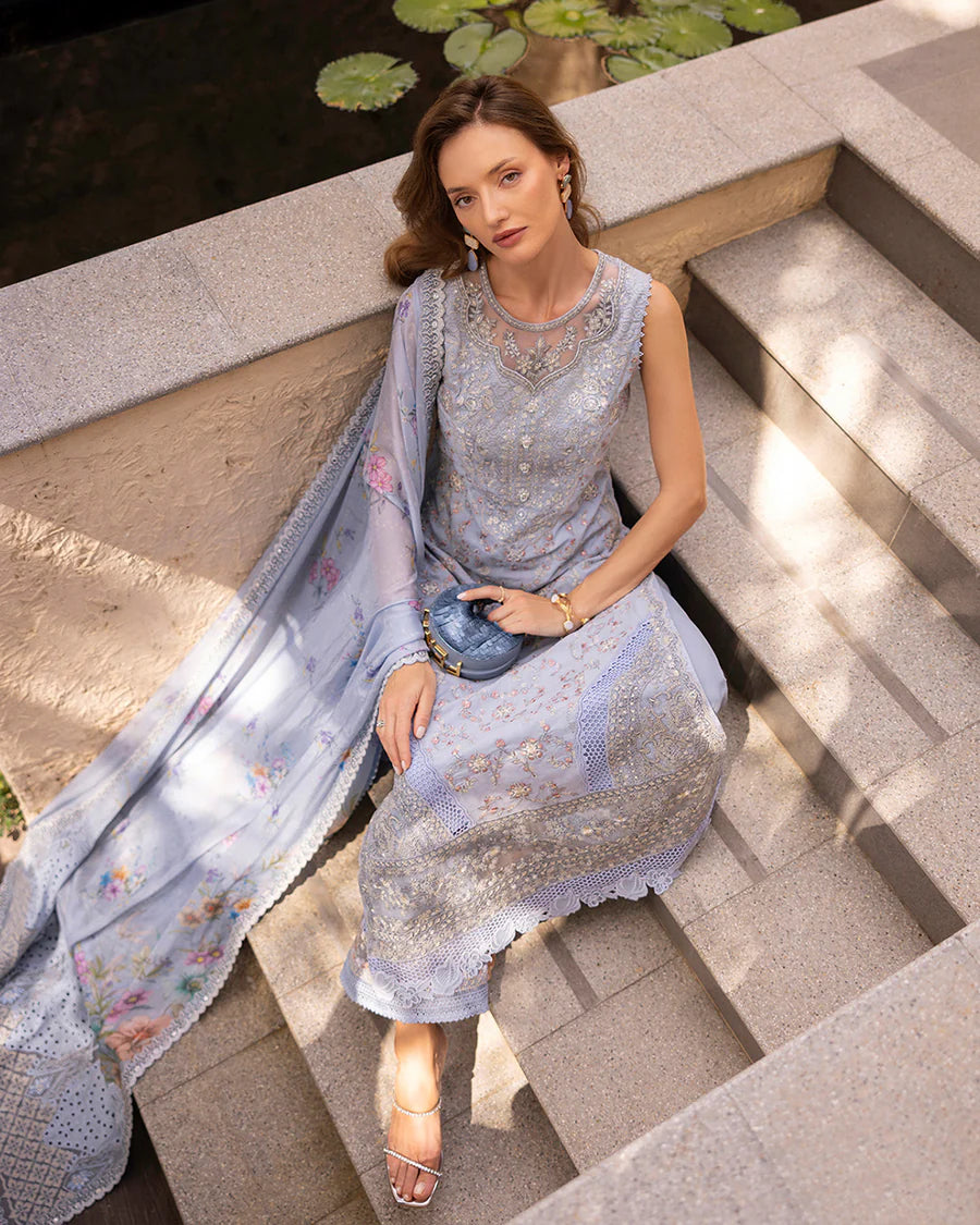 FAIZA SAQLAIN 3 Piece Unstitched Embroidered Lawn Suit | LAWN-25-Liana