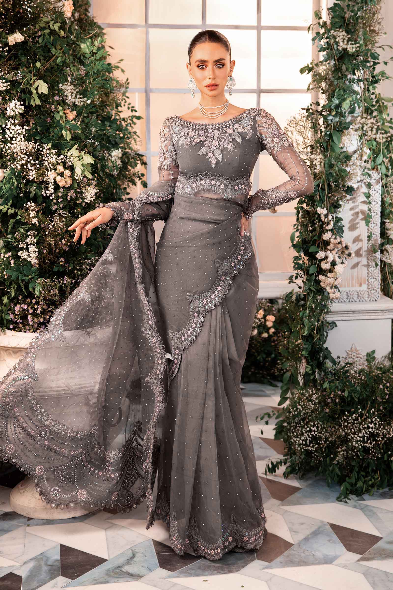 Maria B 3 Piece Unstitched Embroidered Organza Suit | BD-2902