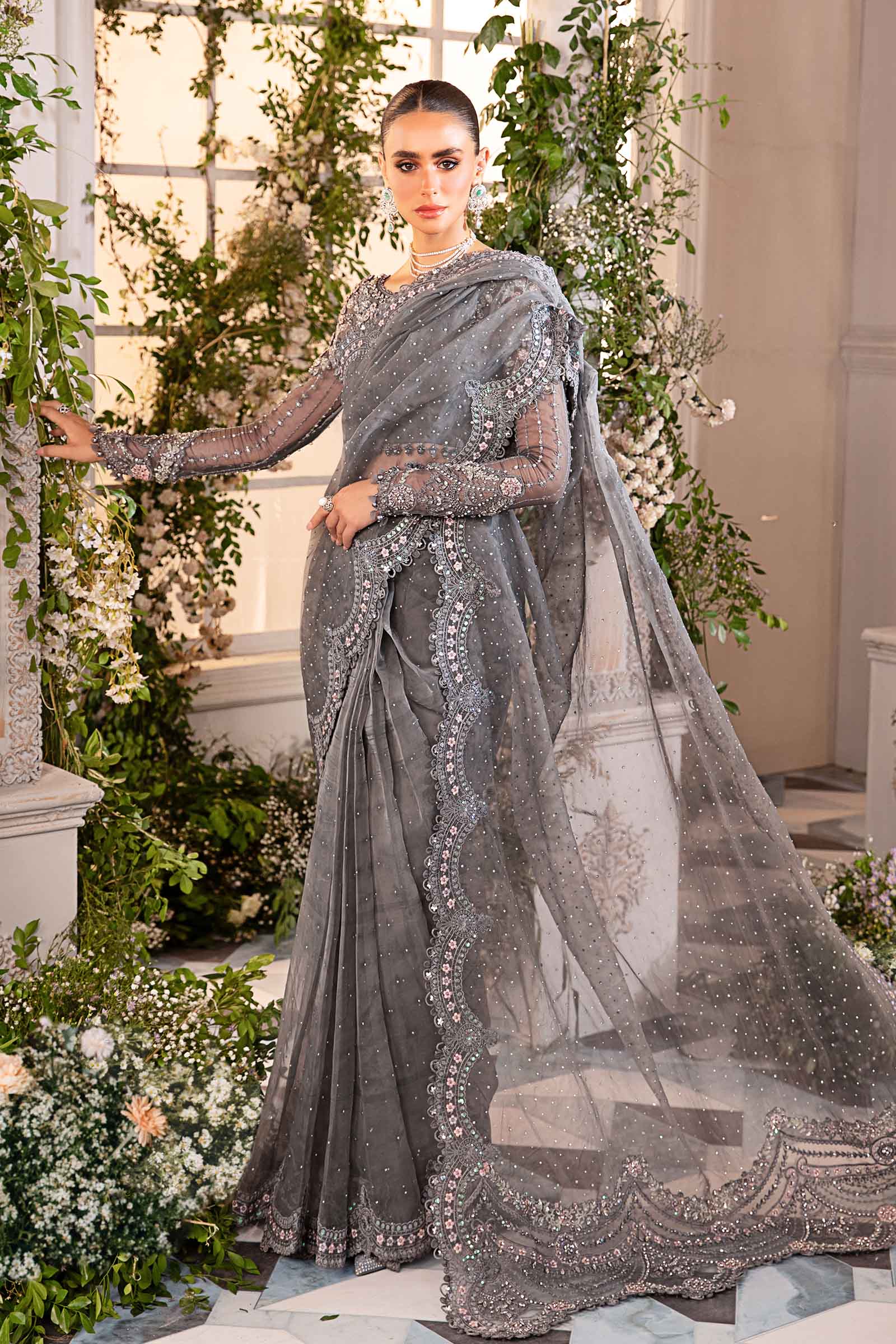 Maria B 3 Piece Unstitched Embroidered Organza Suit | BD-2902