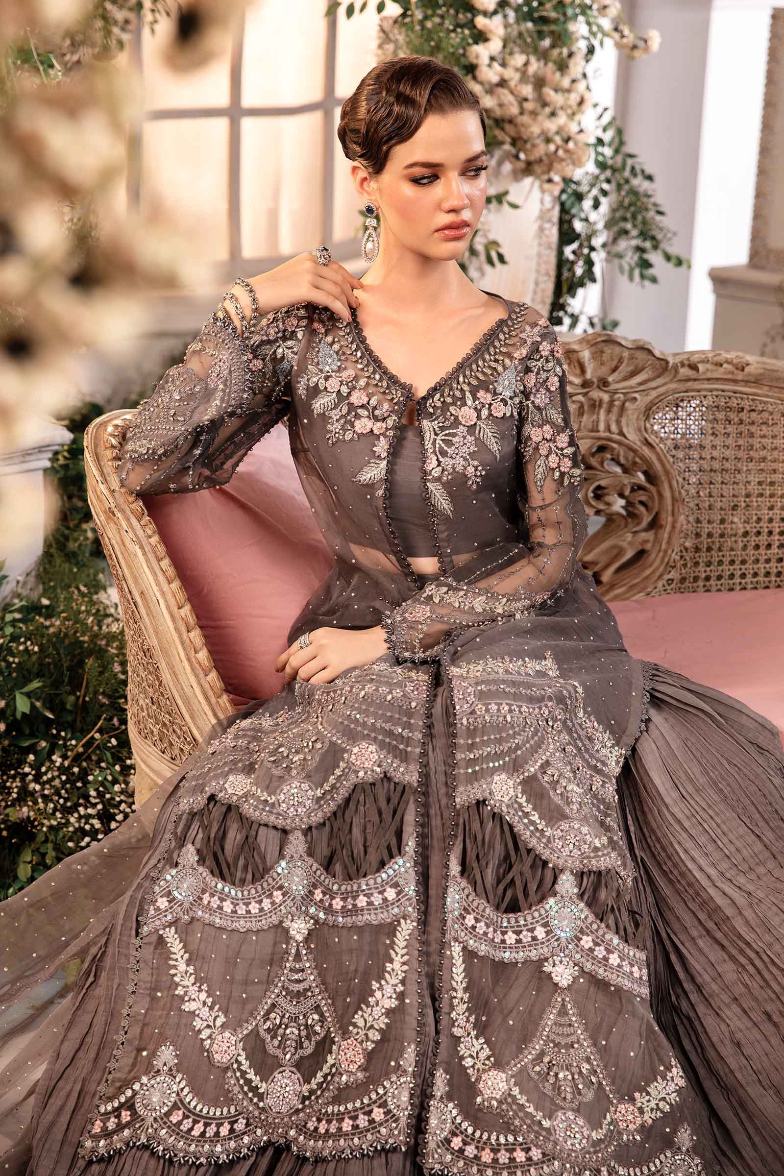 Maria B 3 Piece Unstitched Embroidered Organza Suit | BD-2902