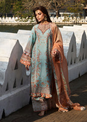 HUSSAIN REHAR 3 Piece Unstitched Embroidered Lawn Suit | LAWN-25 Malibu