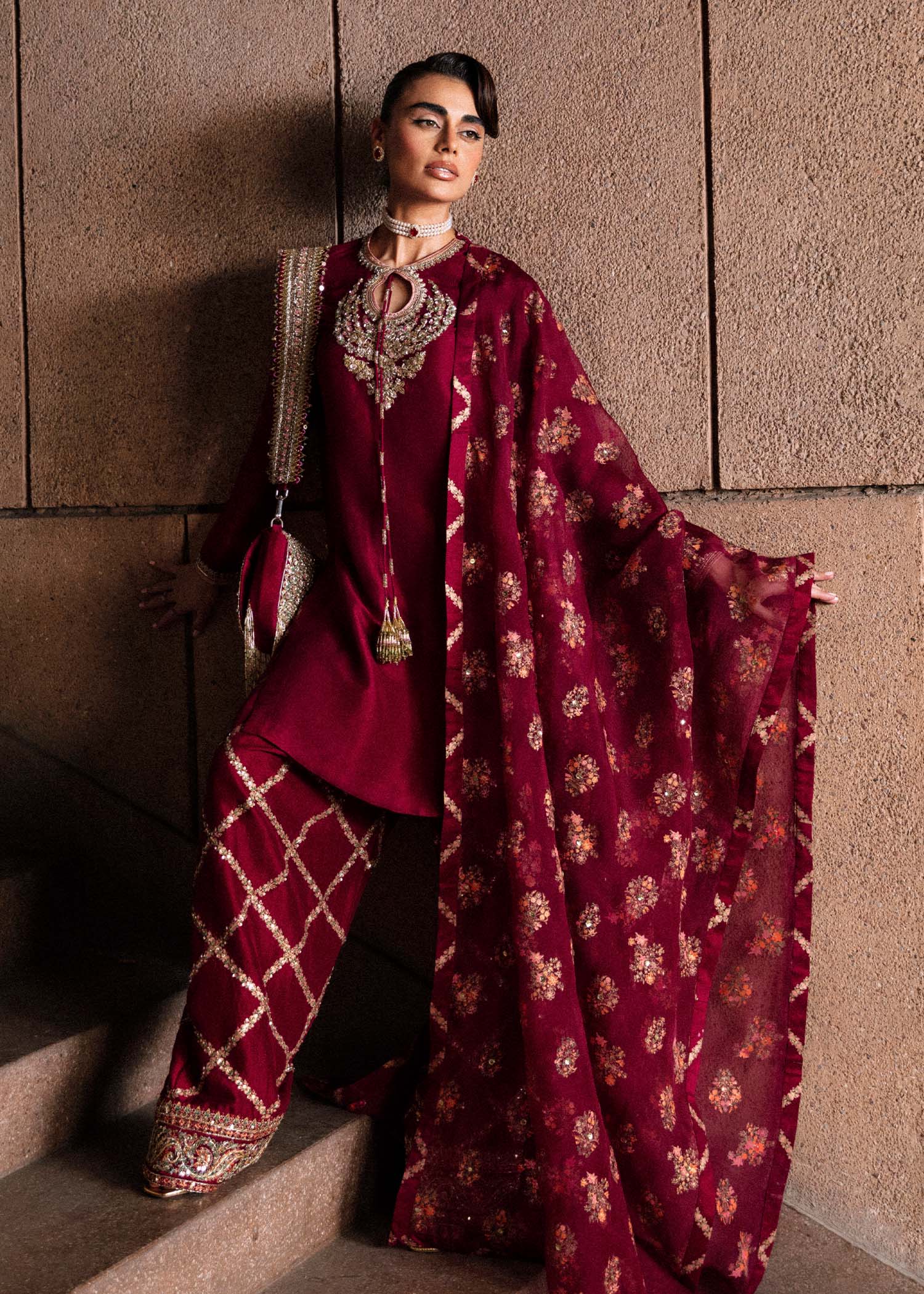 Hussain Rehar Wedding Formal Un Stitched Collection 2025 Merlot