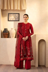 MARYAM HUSSAIN Luxury Lawn Un Stitched Collection 2025 3 Piece Berry