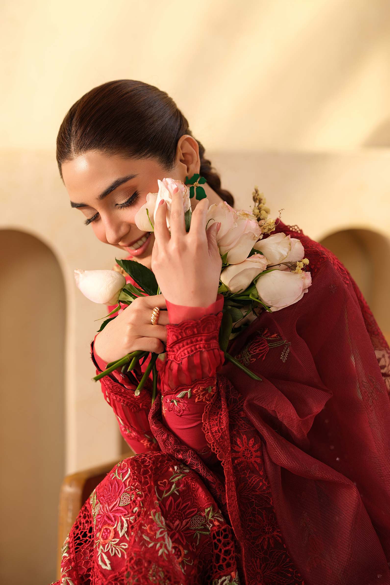 MARYAM HUSSAIN Luxury Lawn Un Stitched Collection 2025 3 Piece Berry