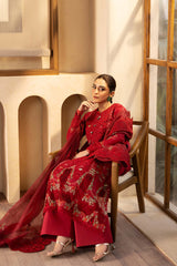 MARYAM HUSSAIN Luxury Lawn Un Stitched Collection 2025 3 Piece Berry