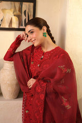 MARYAM HUSSAIN Luxury Lawn Un Stitched Collection 2025 3 Piece Berry