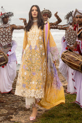 MUSHQ 3 Piece Unstitched Embroidered Lawn Suit | LAWN-25-Golden Glow