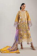 MUSHQ 3 Piece Unstitched Embroidered Lawn Suit | LAWN-25-Golden Glow